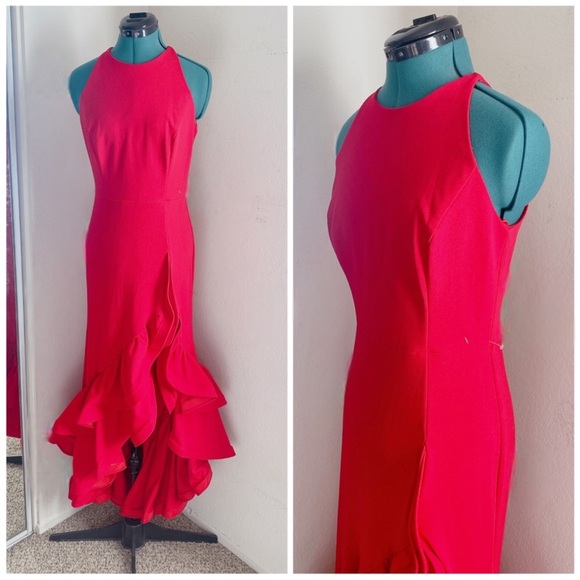 Betsy & Adam Dresses & Skirts - RED BETSY AND ADAM RUFFLE BODYCON SEXY DRESS SZ 8